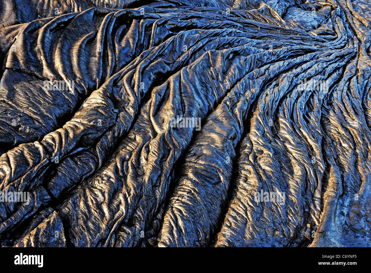 La coulée de lave pahoehoe refroidie, Kilauea Volcano, Hawaii, USA Banque D'Images