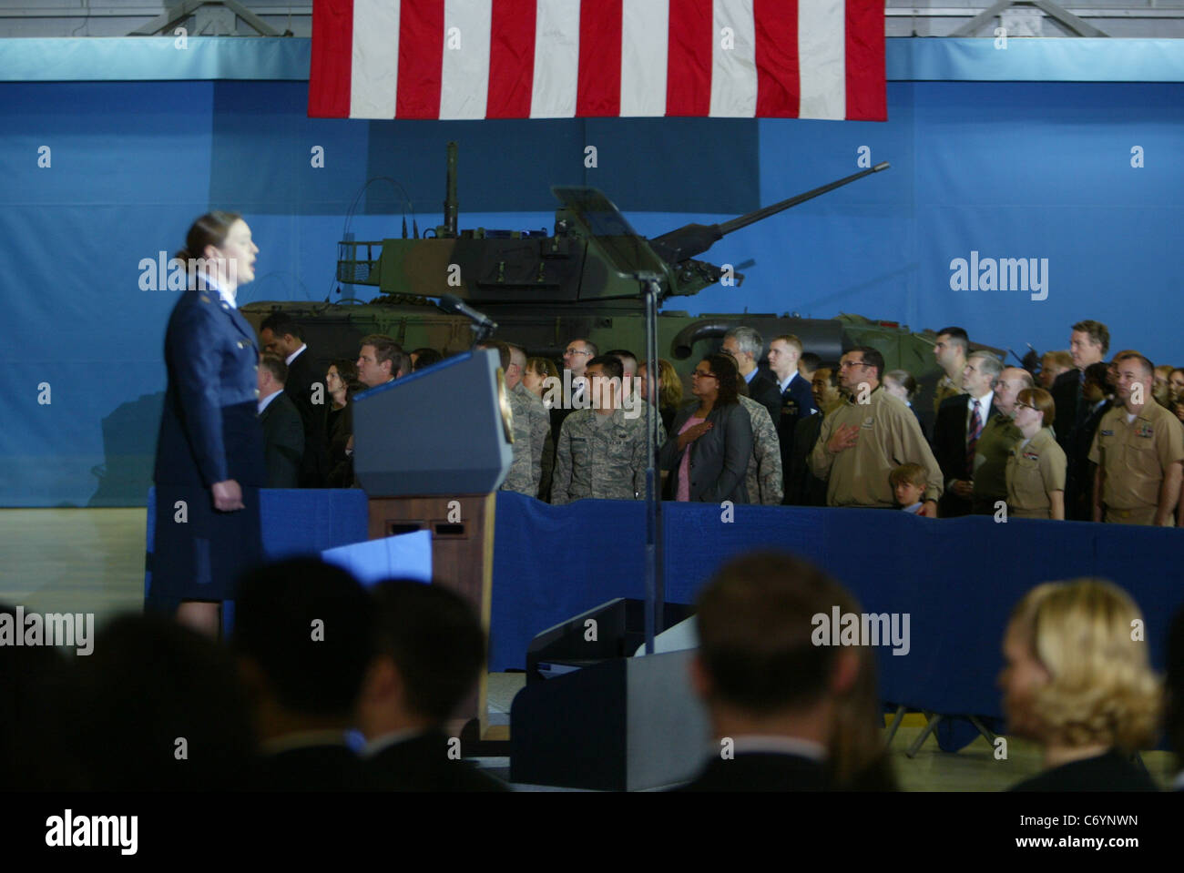 Le président Obama a fait des remarques sur l'ouverture de forages pétroliers au Joint Base Andrews Joint Base Andrews Naval Air Facility, Washington Banque D'Images