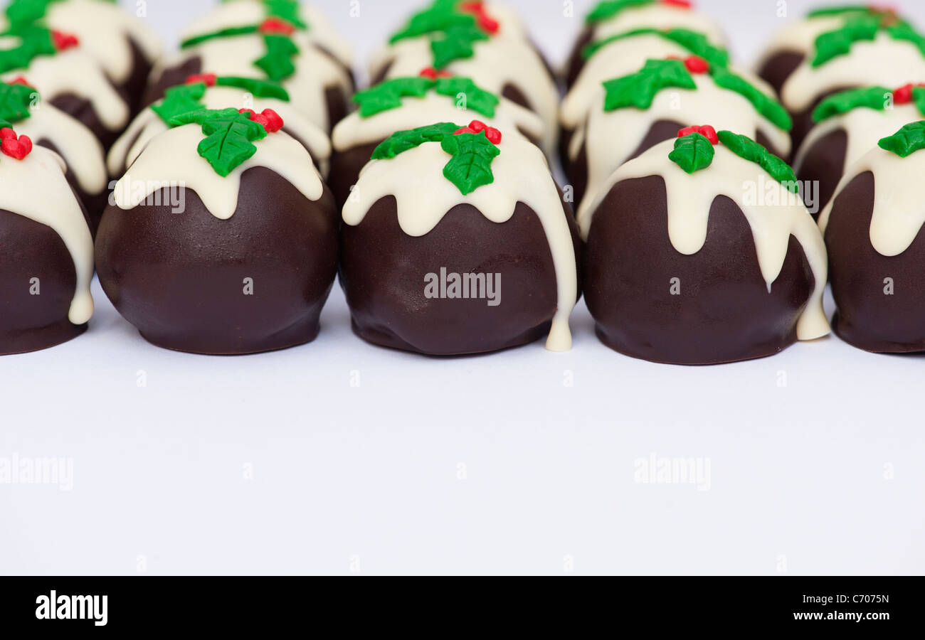 Le pudding de Noël chocolats fait maison Banque D'Images