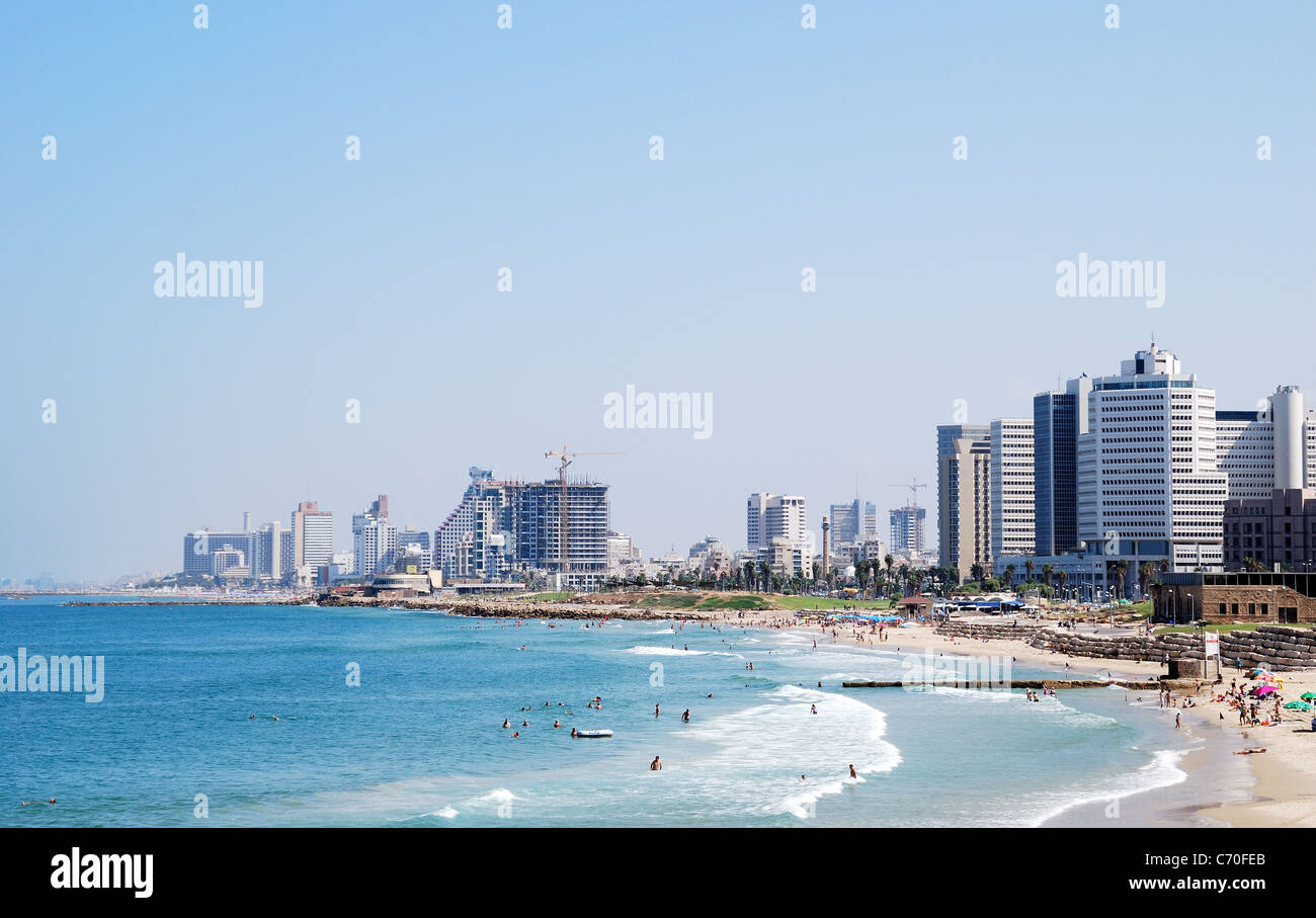 Côte de la mer Méditerranée, Tel Aviv, Israël. Banque D'Images