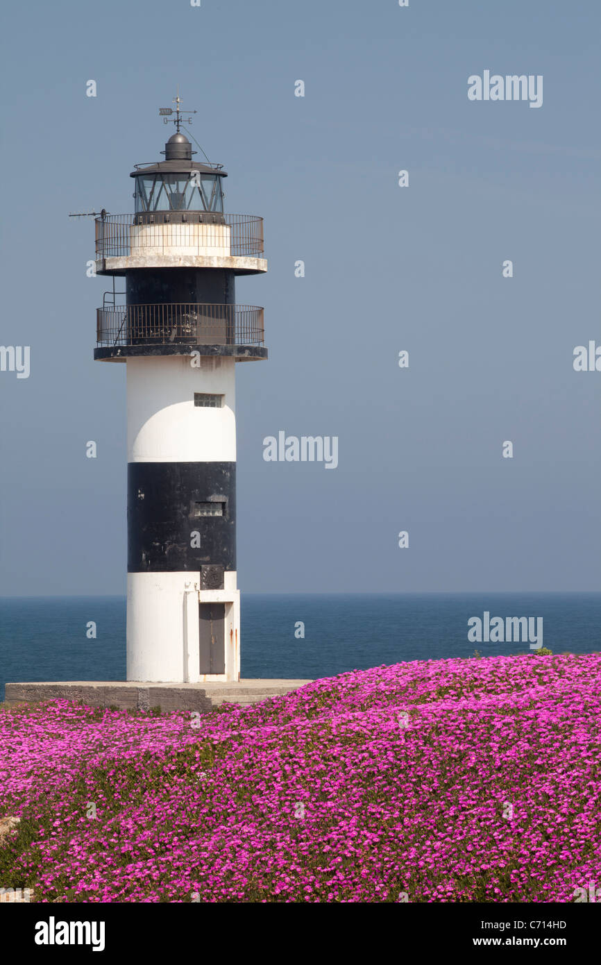 Phare de Illa Pancha, Ribadeo, Lugo, Galice, Espagne Banque D'Images