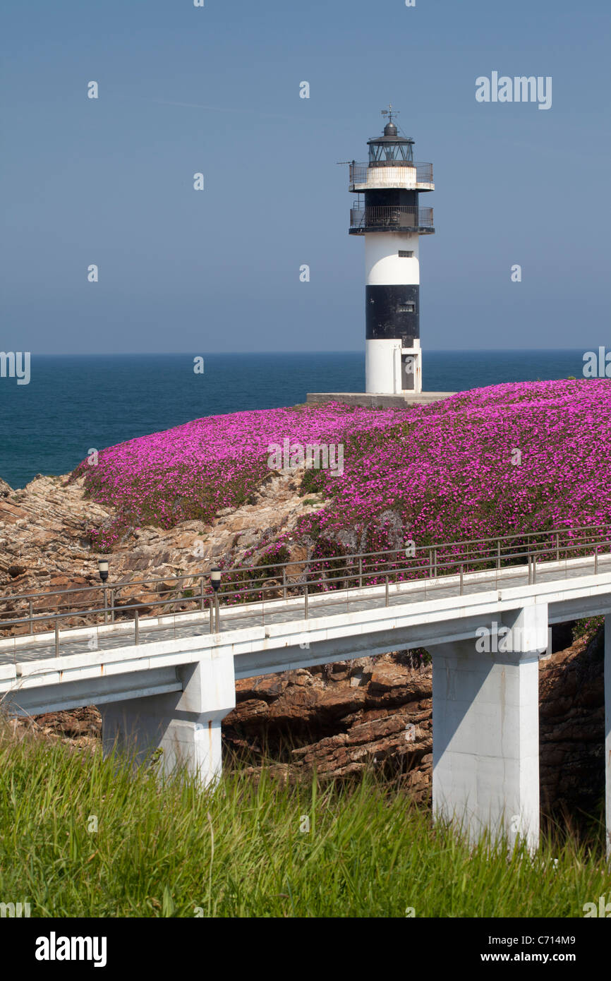 Phare de Illa Pancha, Ribadeo, Lugo, Galice, Espagne Banque D'Images