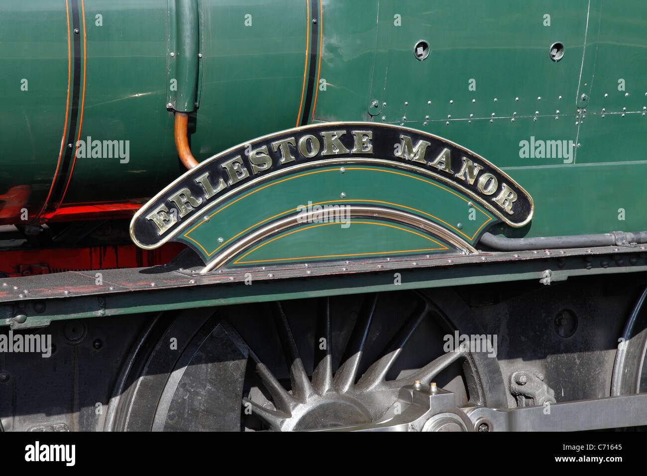 Sur la plaque signalétique sur la locomotive à vapeur SEVERN VALLEY RAILWAY. BEWDLEY HILL. WORCESTERSHIRE. L'Angleterre. UK Banque D'Images