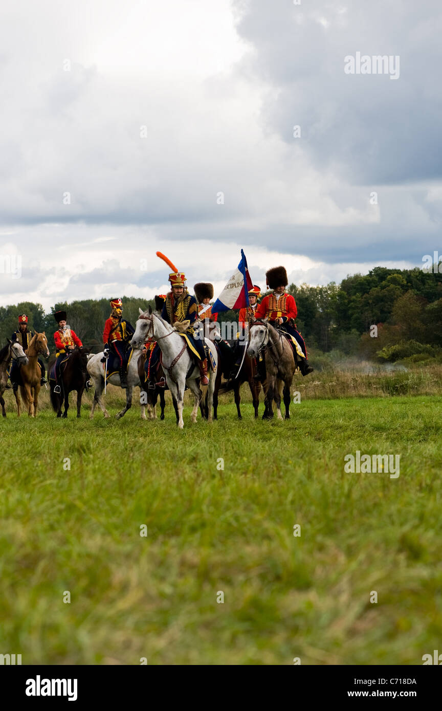 La région de Moscou, Russie - Septembre 05 : reconstitution d La Moskowa bataille entre les armées française et russe en 1812. soldats de Banque D'Images