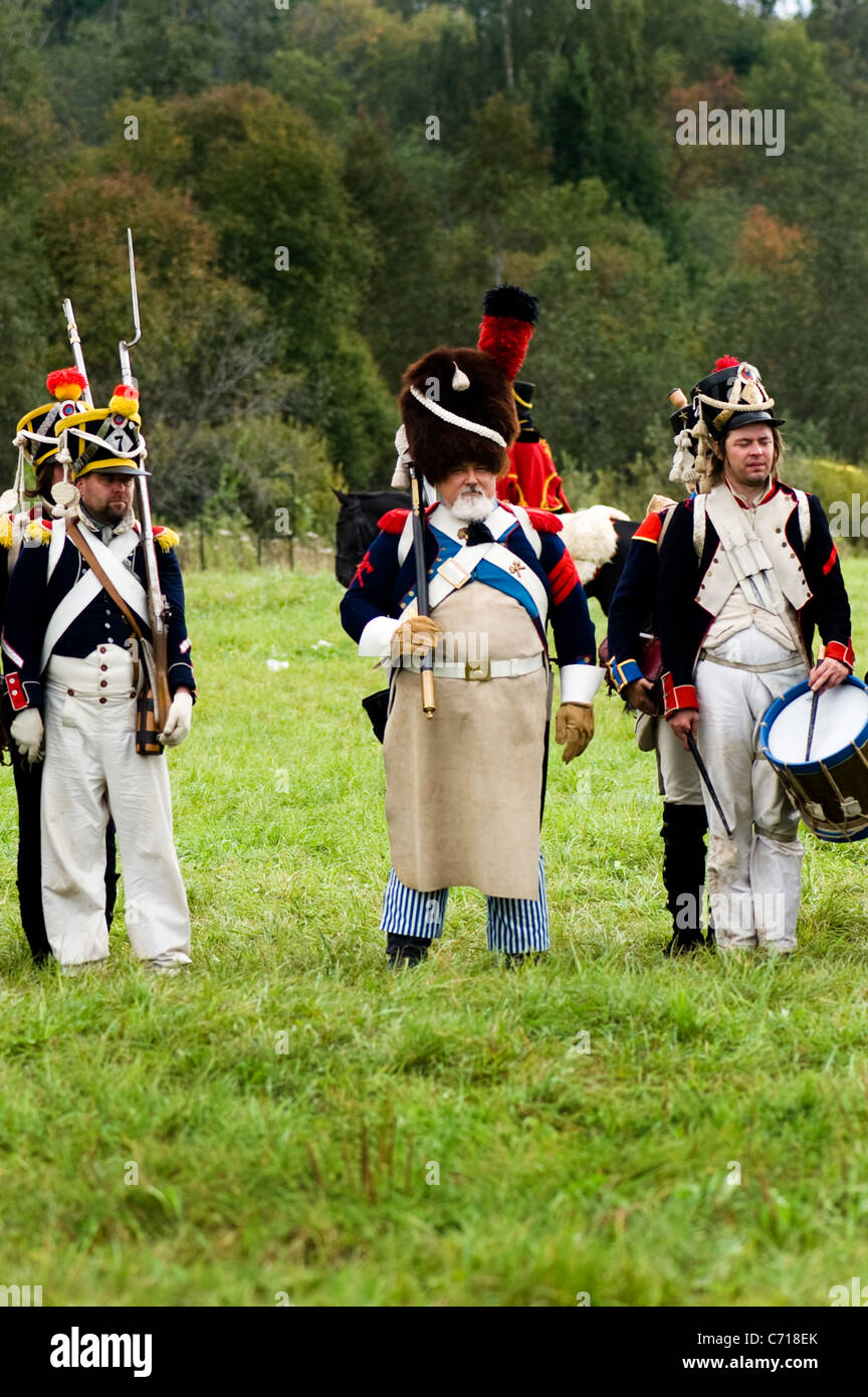 La région de Moscou, Russie - Septembre 05 : reconstitution d La Moskowa bataille entre les armées française et russe en 1812. soldats de Banque D'Images