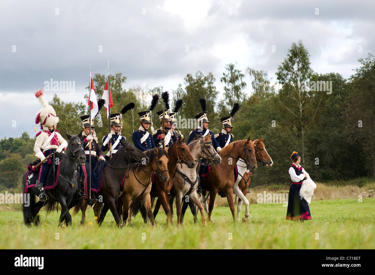 La région de Moscou, Russie - Septembre 05 : reconstitution d La Moskowa bataille entre les armées française et russe en 1812. soldats de Banque D'Images