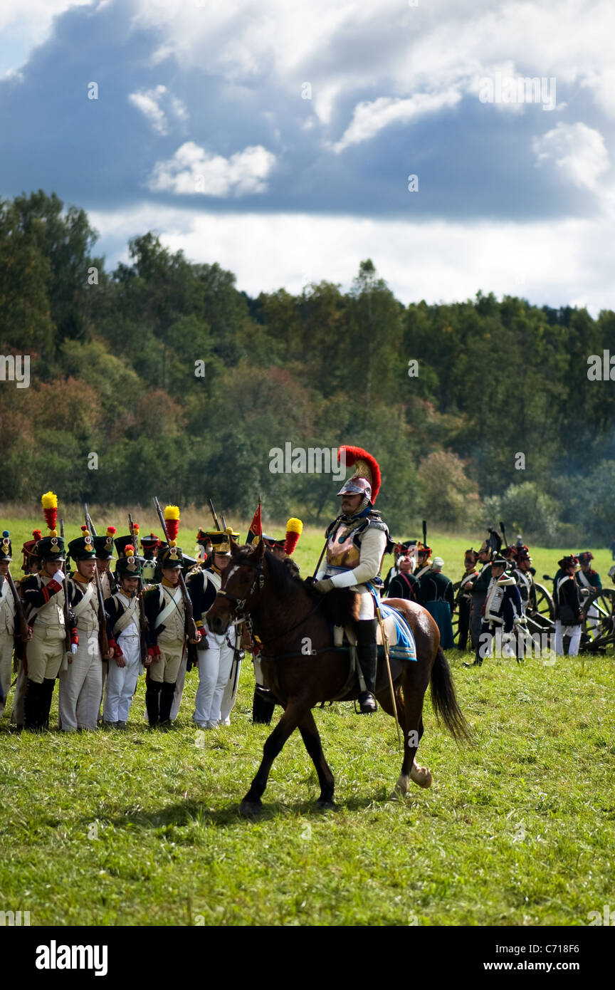 La région de Moscou, Russie - Septembre 05 : reconstitution d La Moskowa bataille entre les armées française et russe en 1812. soldats de Banque D'Images