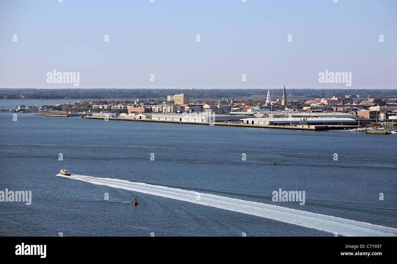 Avis de Charleston, Caroline du Sud et le port de Charleston. Banque D'Images