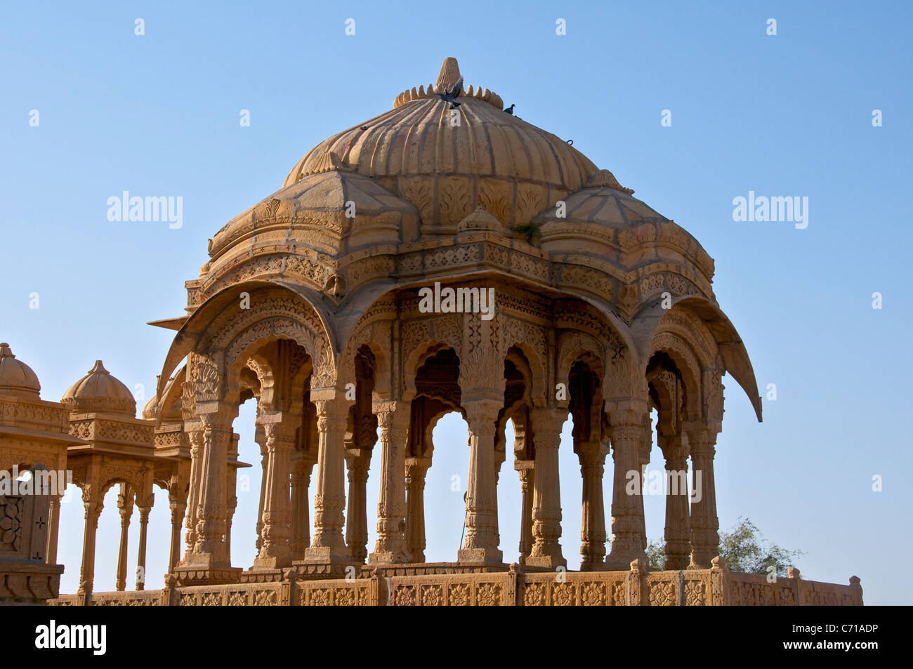 Cénotaphe Royal ou chattris Bada Bagh Jaisalmer ouest du Rajasthan Inde Banque D'Images