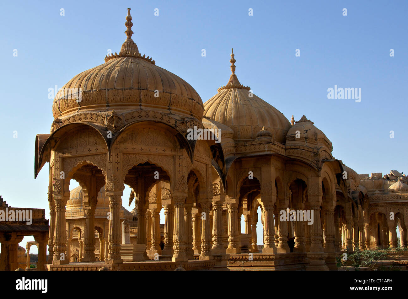 Cénotaphes royaux ou chattris Bada Bagh Jaisalmer ouest du Rajasthan Inde Banque D'Images
