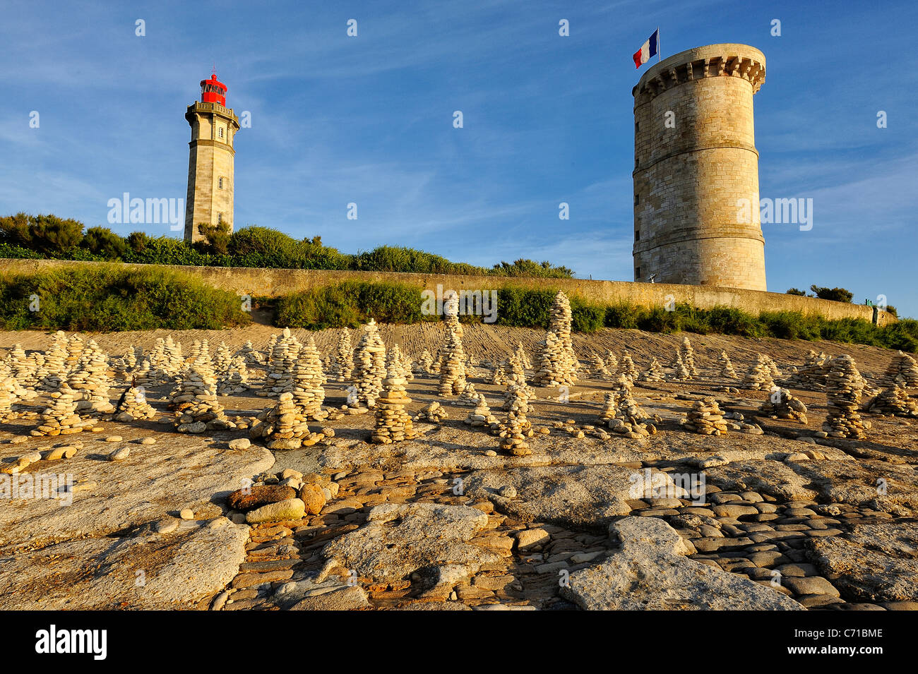 Phare Phare des Baleines sur l'île de Ré en Charente Maritime, à l'ouest de la France Banque D'Images