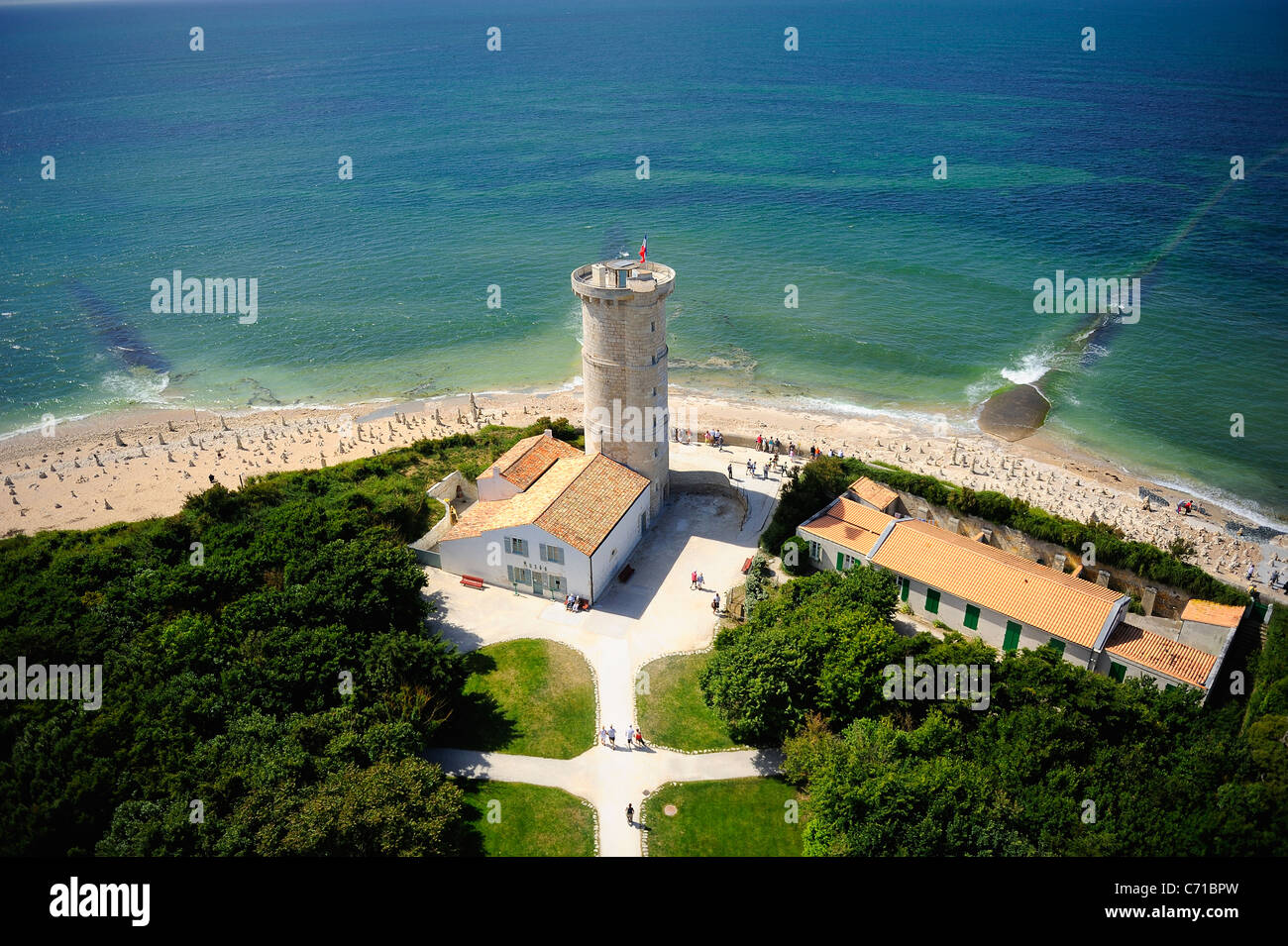 Vieux phare Phare des Baleines sur l'île de Ré en Charente Maritime, à l'ouest de la France Banque D'Images