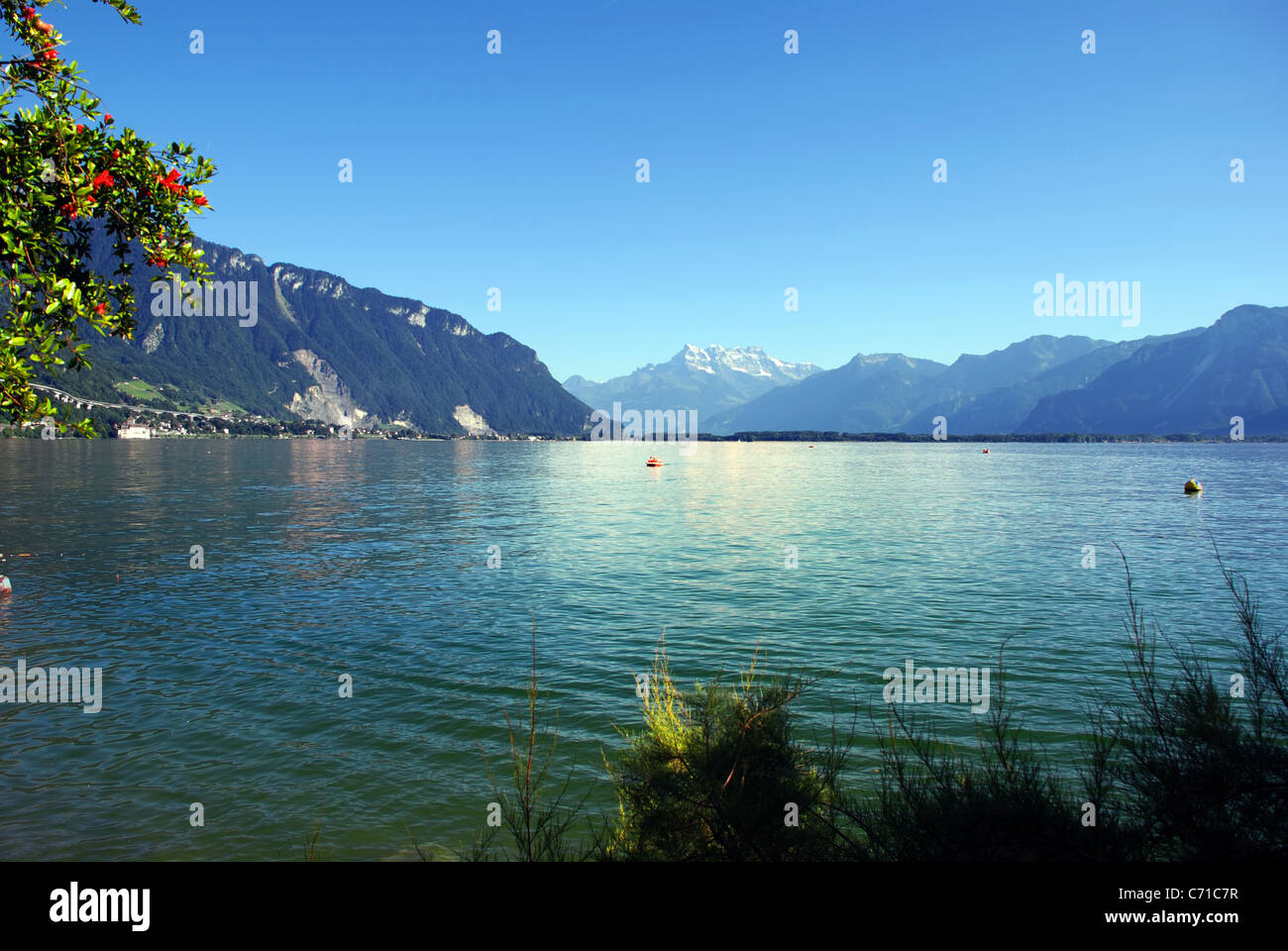 L'hydropanorama, le lac de Genève, Suisse Banque D'Images