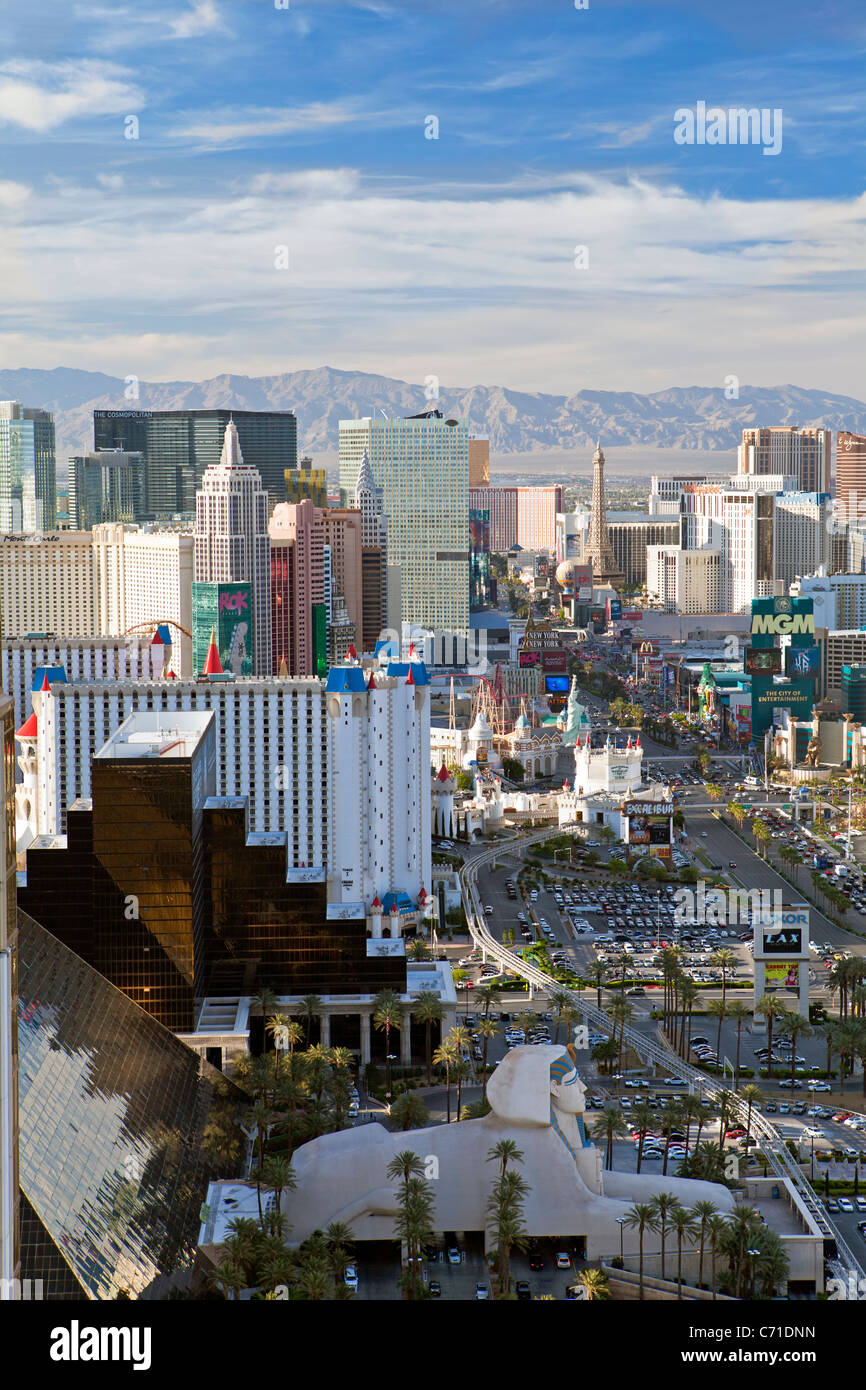 États-unis d'Amérique, Nevada, Las Vegas, view de l'Hôtels et casinos le long du Strip Banque D'Images