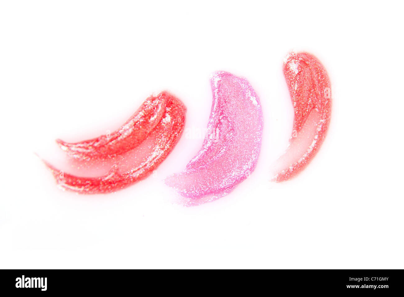Des échantillons de rouge à lèvres isolated on white Banque D'Images