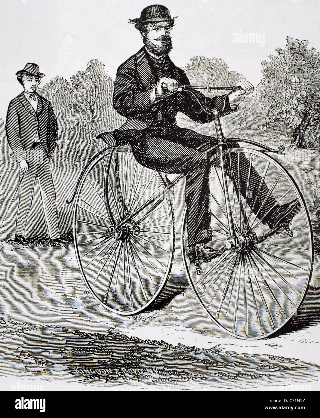 Vieux vélo. 19e siècle. La gravure. Banque D'Images
