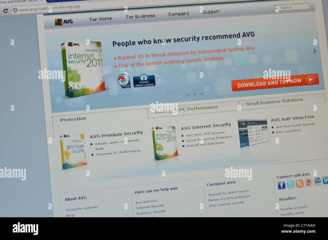 AVG Internet Security Internet populaires pour la capture d'un logiciel de protection antivirus Banque D'Images