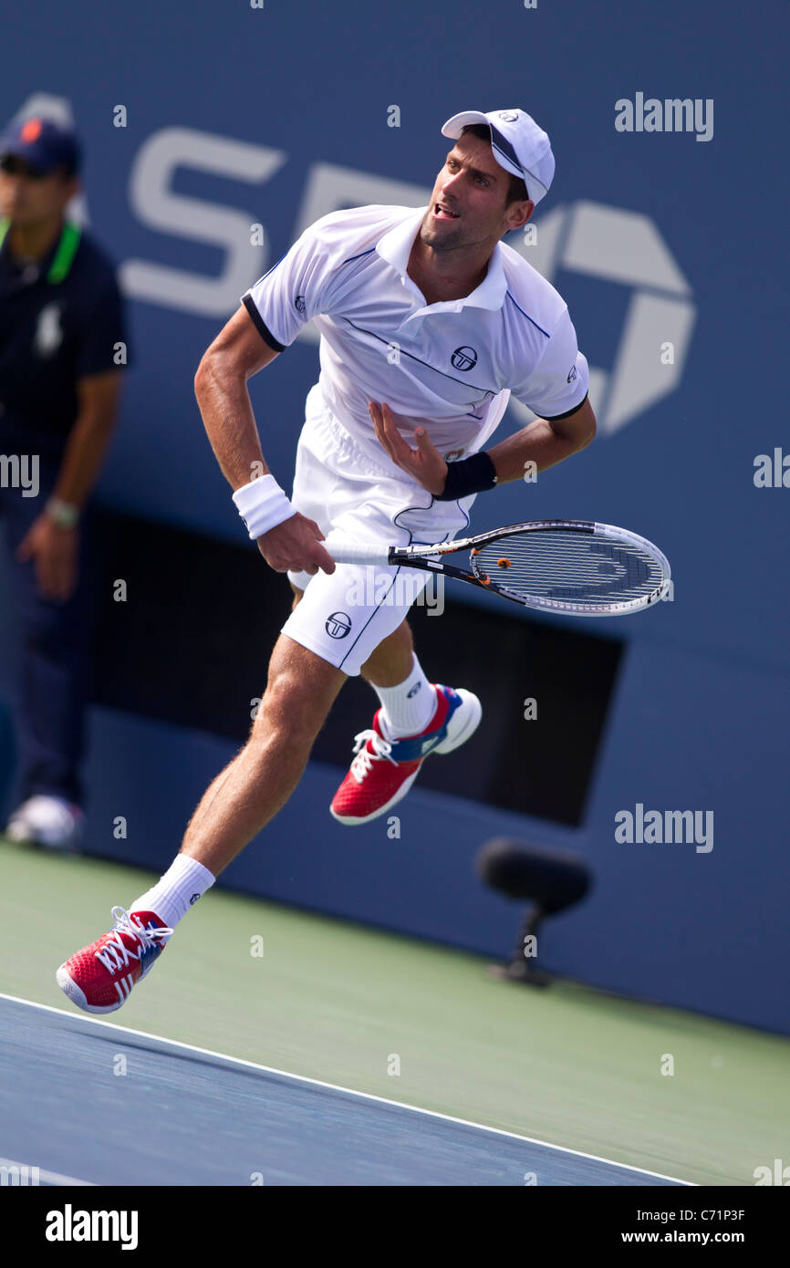 Novak Djokovic (SRB) de la compétition à l'US Open de Tennis 2011. Banque D'Images