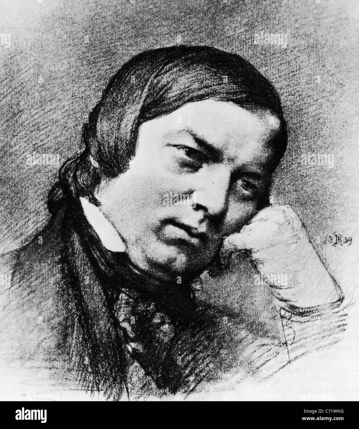 ROBERT Schumann (1810-1856) le compositeur classique allemand dans un dessin de 1859 basée sur une photographie Banque D'Images