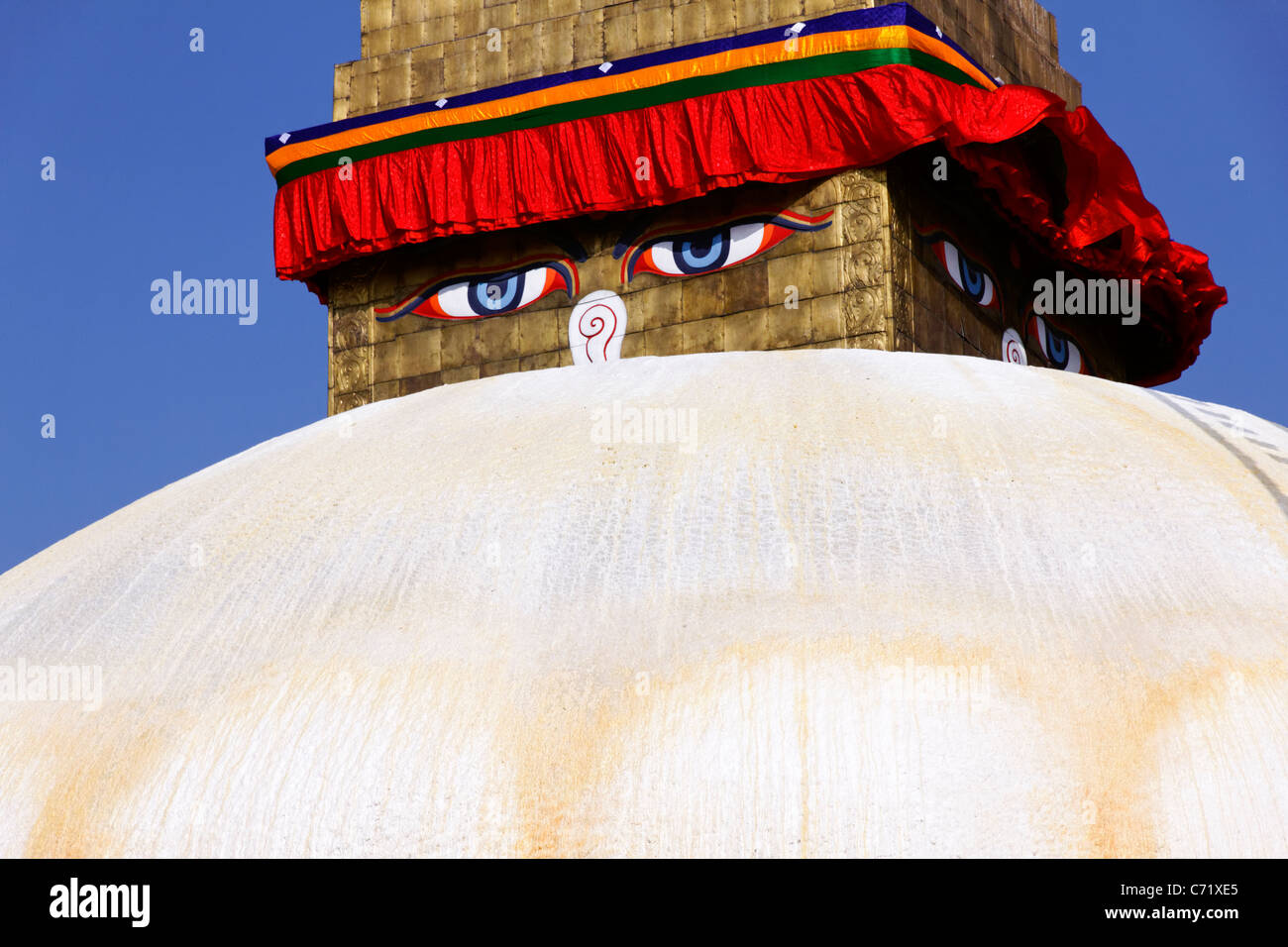 À Bodhnath stupa bouddhiste, Katmandou, Népal Banque D'Images