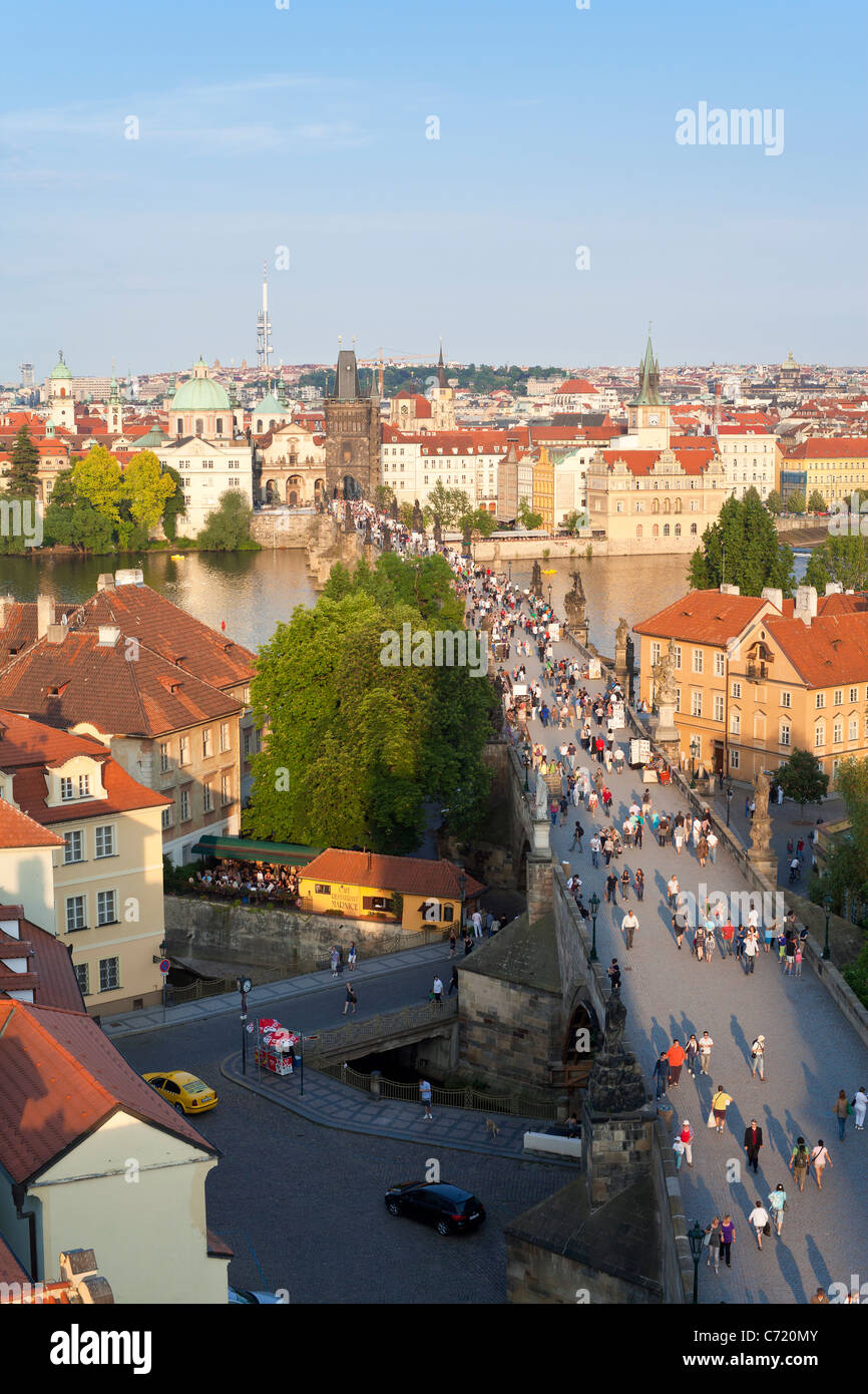 Le Pont Charles, Prague, Site du patrimoine mondial de l'UNESCO, la République tchèque, l'Europe Banque D'Images