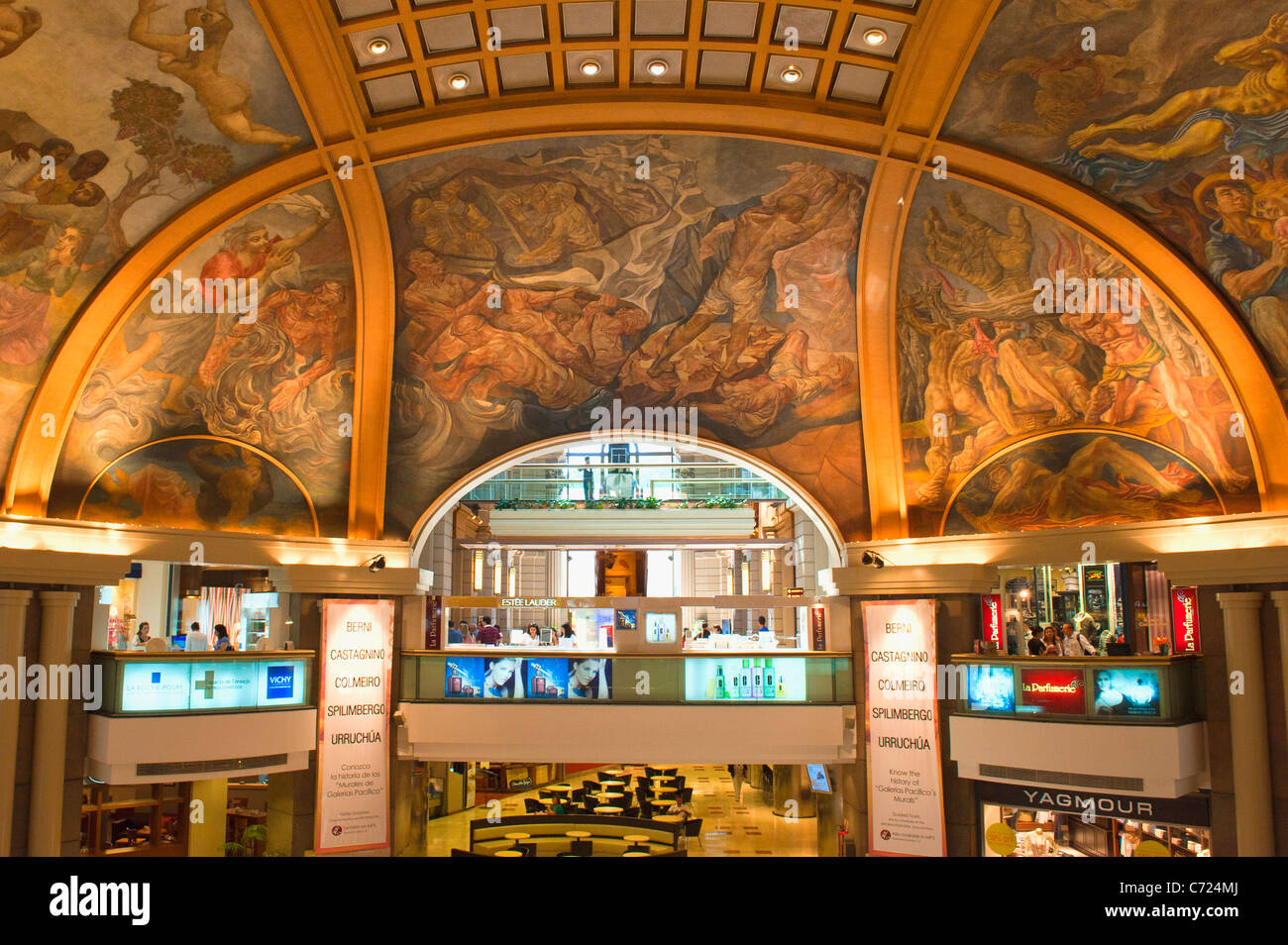 Galerias Pacifico, plafond voûté peint, Buenos Aires, Argentine Banque D'Images