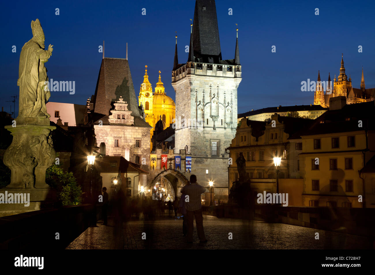 Le Pont Charles, Prague, Site du patrimoine mondial de l'UNESCO, la République tchèque, l'Europe Banque D'Images