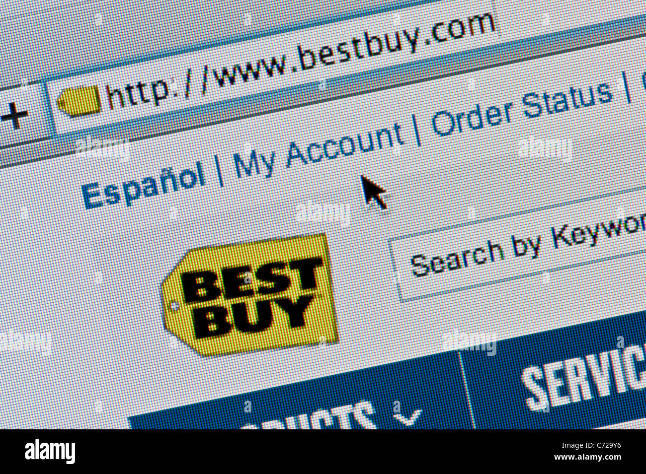 De près de l'logo Best Buy comme vu sur son site web. (Usage éditorial uniquement : -Print, télévision, e-book et le comité éditorial du site). Banque D'Images