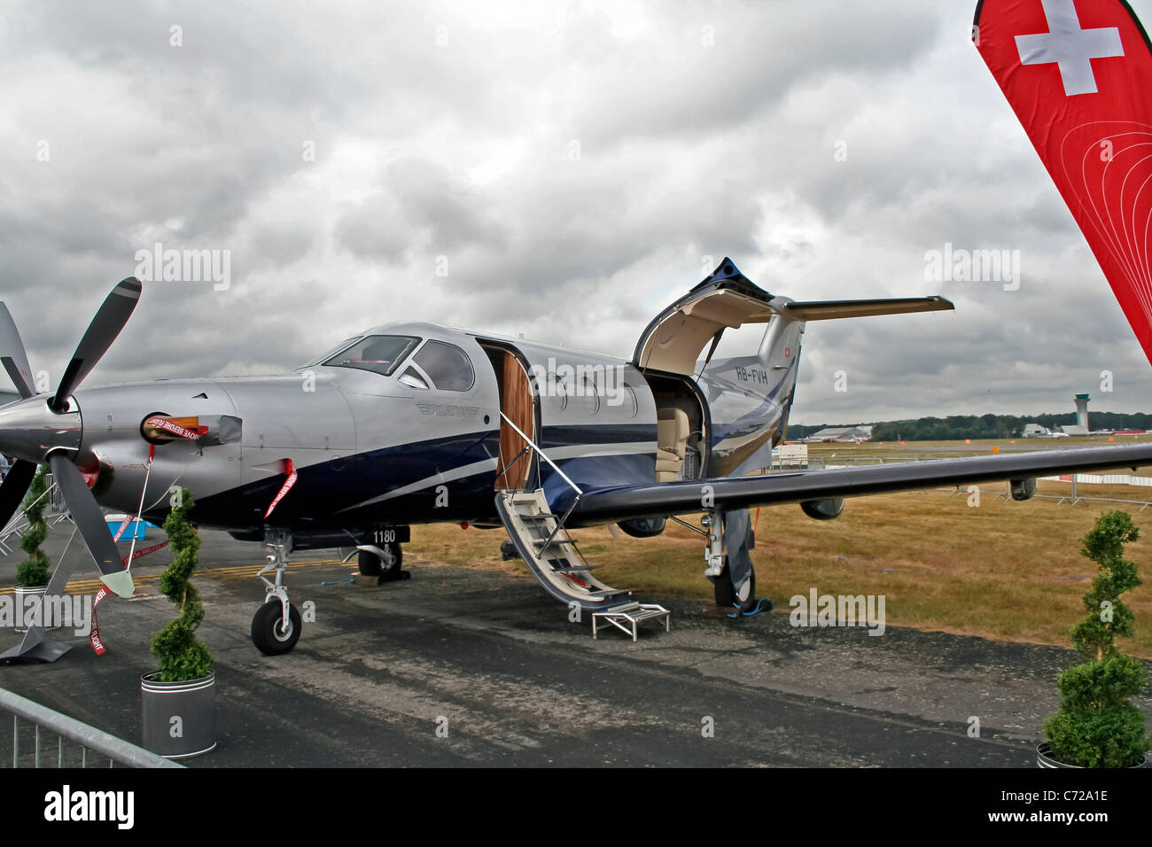 Pilatus PC-12/47E HB-FVH au Farnborough International Airshow Banque D'Images