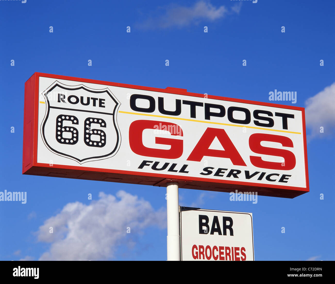 Gas station signe sur la Route 66, en Californie, aux États-Unis d'Amérique Banque D'Images