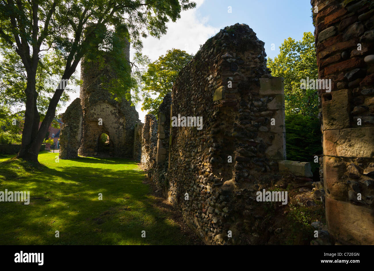 Les ruines de l'église St Mary à Kirby Bedon à Norfolk, en Angleterre. Banque D'Images