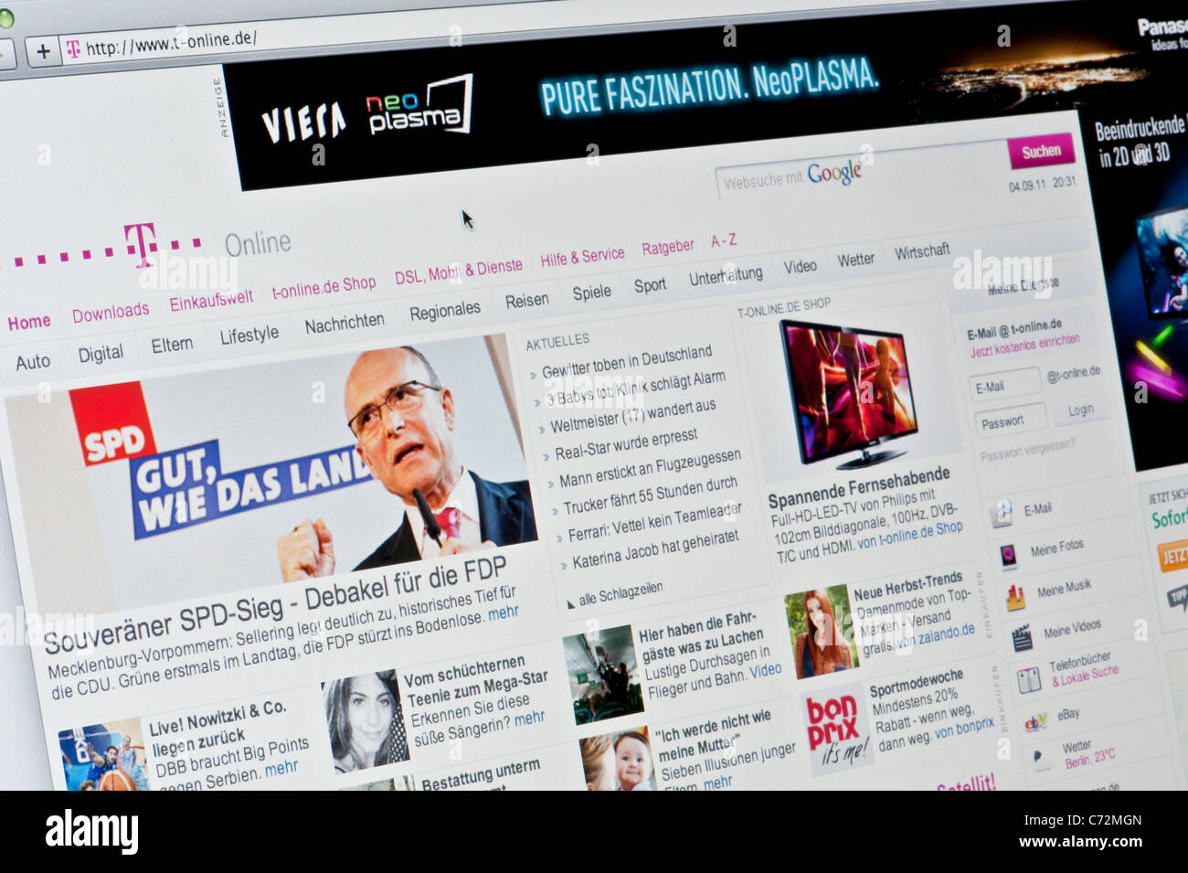 De près de l'logo T-Online comme vu sur son site web. (Usage éditorial uniquement : -Print, télévision, e-book et le comité éditorial du site). Banque D'Images