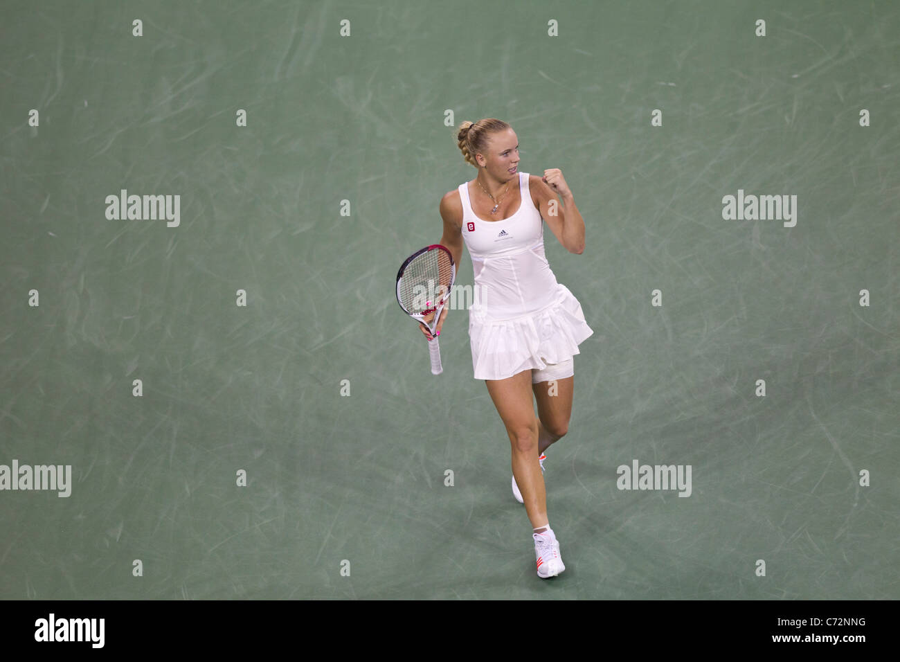 Caroline Wozniacki (DEN) qui se font concurrence sur les demi-finales à l'US Open de Tennis 2011. Banque D'Images