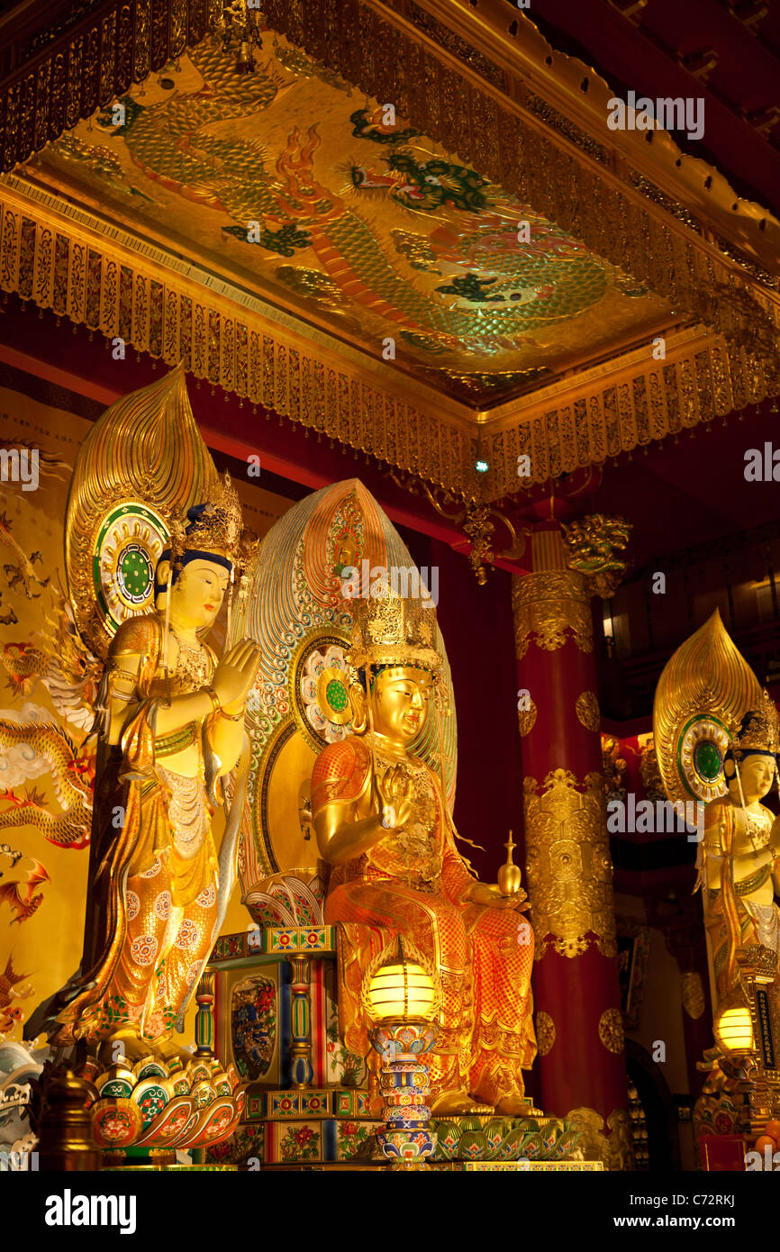 Le Buddha Tooth Relic Temple and Museum de Singapour construit pour abriter la relique de la dent de Bouddha. Banque D'Images