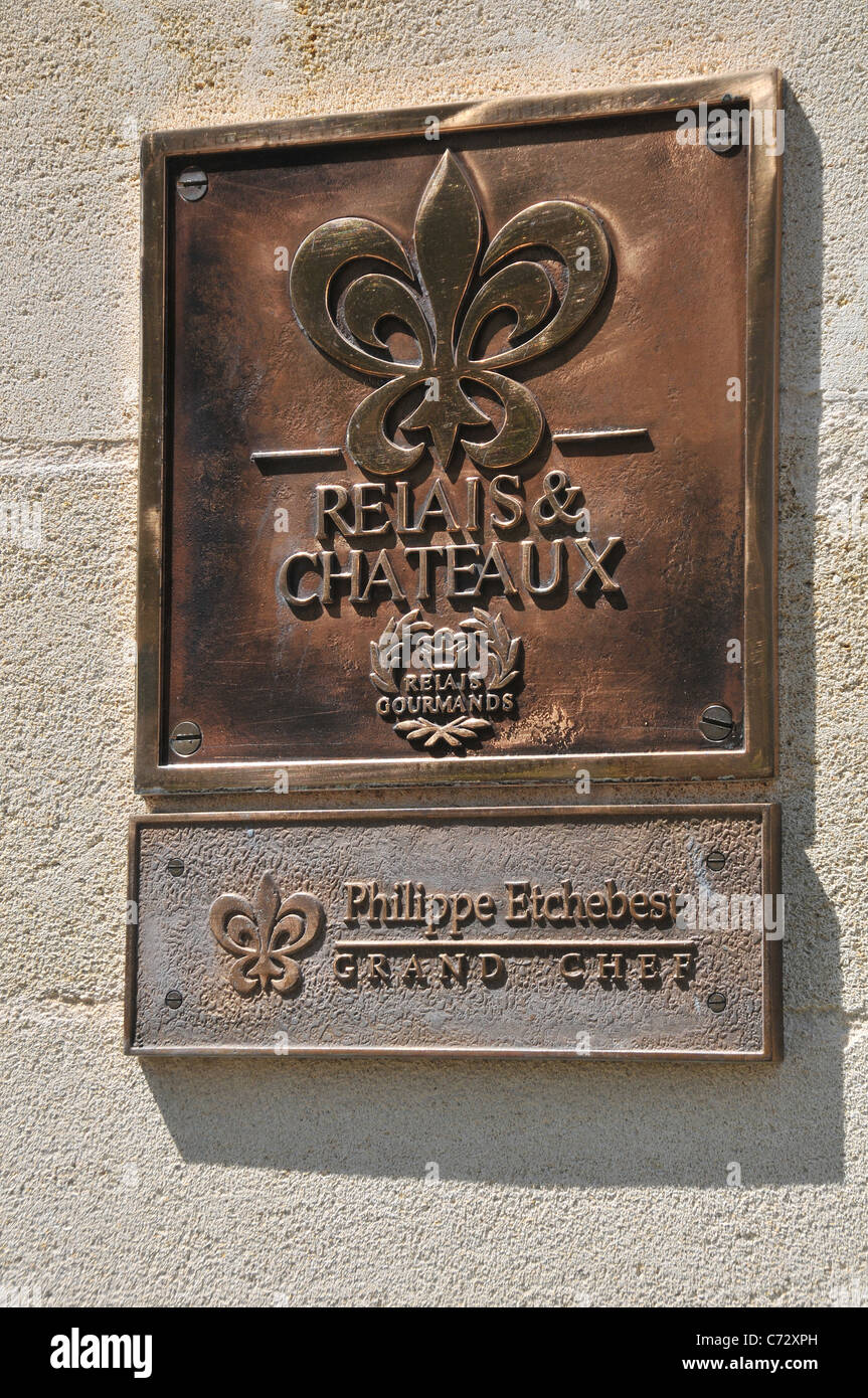 Relais & Chateau signe, Philippe Etchebest grand chef, Saint-Emilion France Banque D'Images