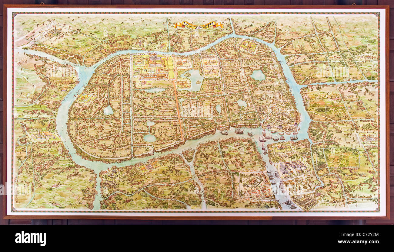 De grand plan la ville d'Ayutthaya (également orthographié 'Ayudhya') Banque D'Images