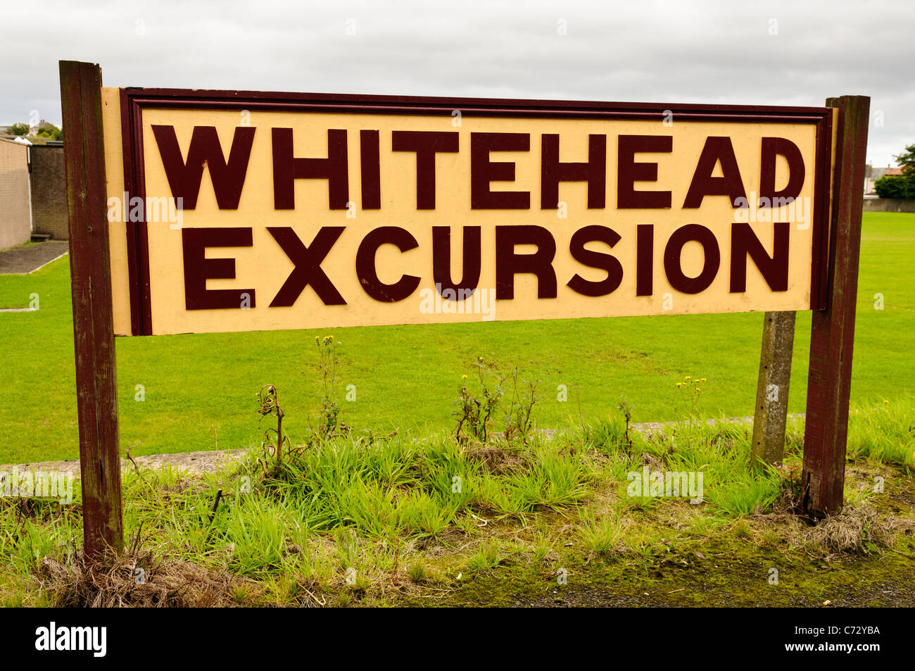 Excursion Whitehead signe au Railway Preservation Society of Ireland Banque D'Images