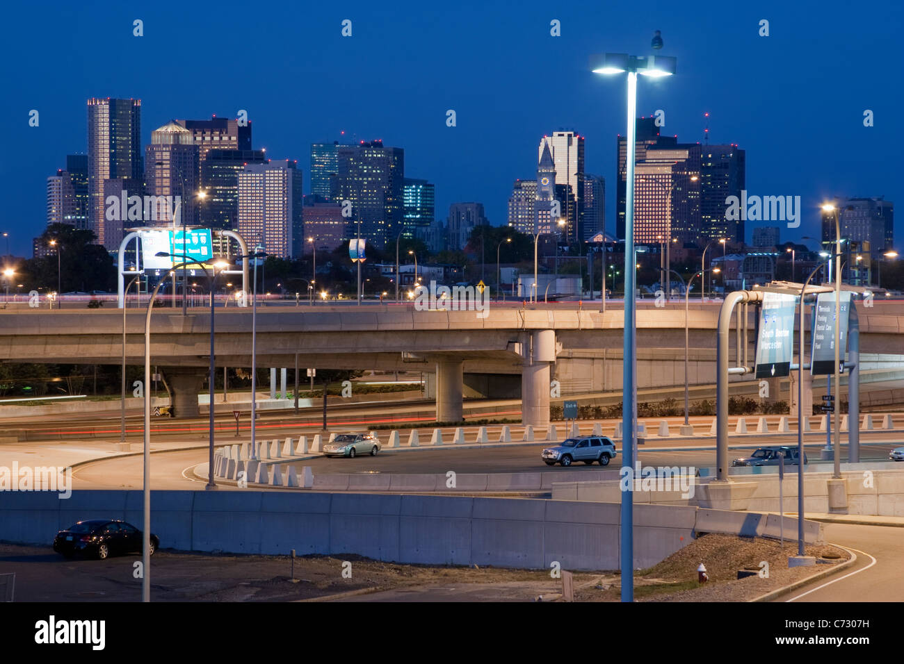 Centre-ville depuis l'aéroport international Logan, Boston, Massachusetts, États-Unis Banque D'Images