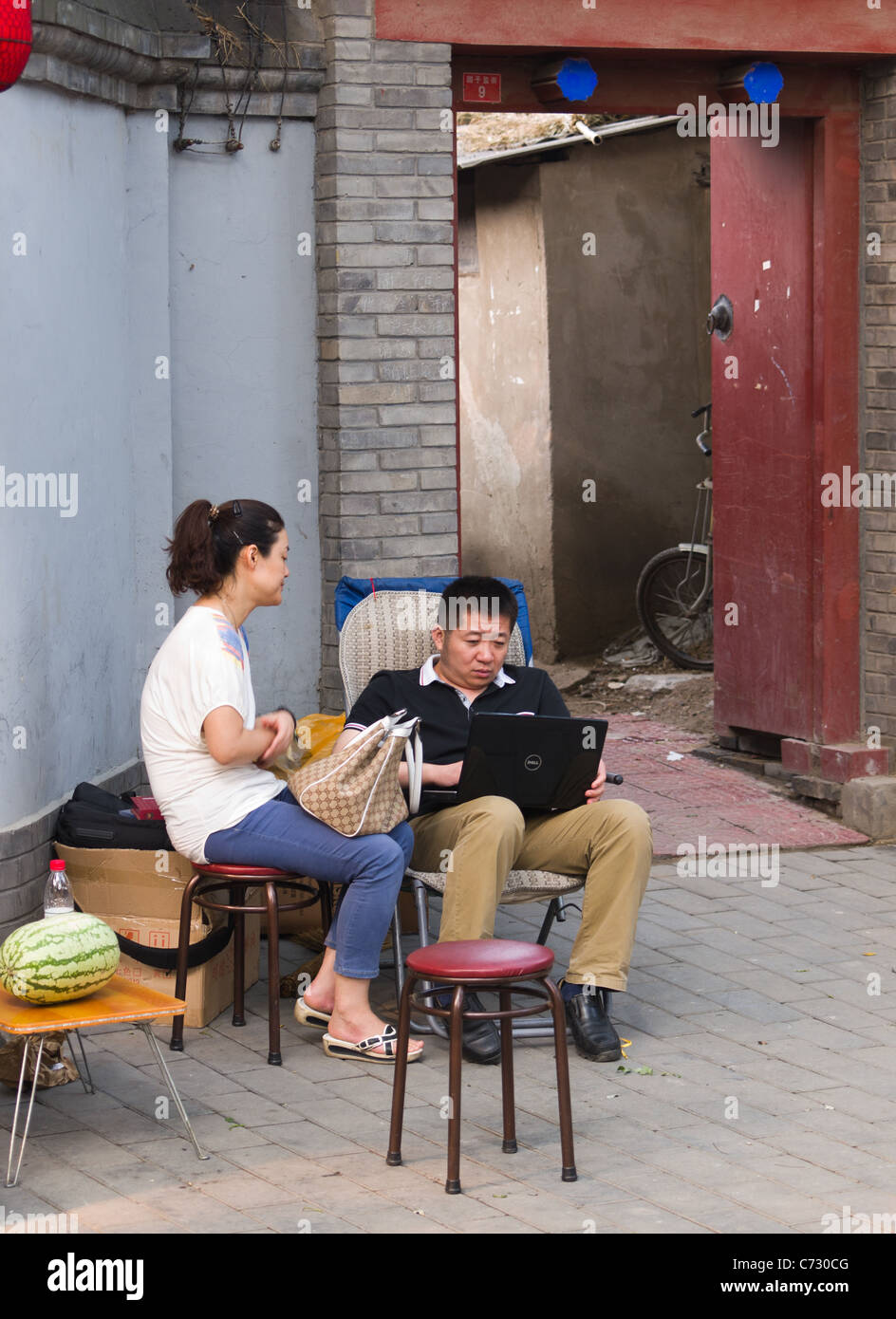 Beijing Hutong La vie au 21e siècle Banque D'Images