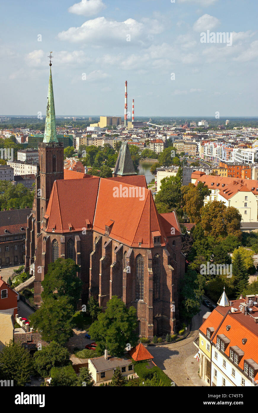 L'église de la Sainte Croix sur l'île de la cathédrale (Ostrow Tumski), Wroclaw, Pologne Banque D'Images