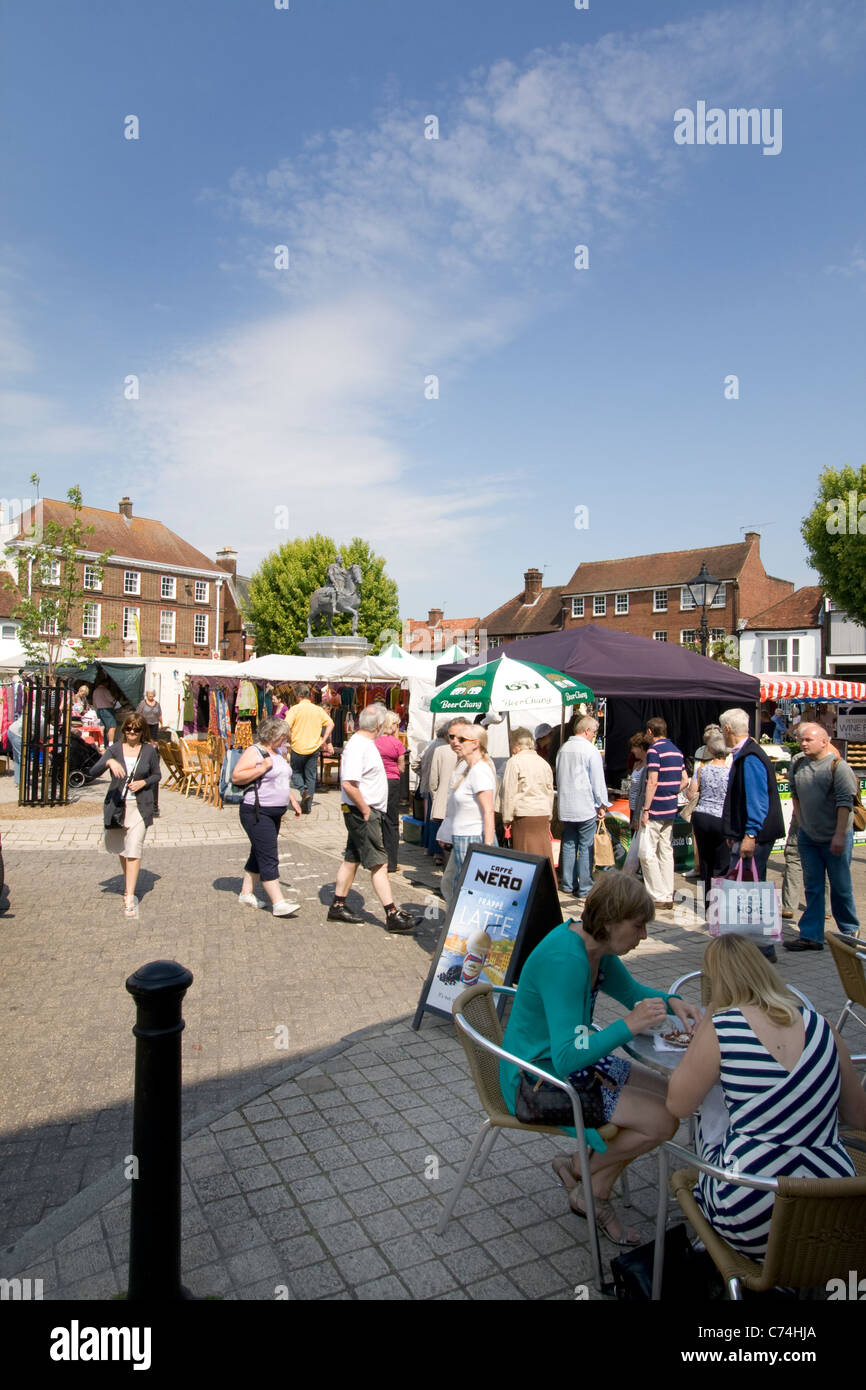 Marché le samedi PETERSFIELD Banque D'Images