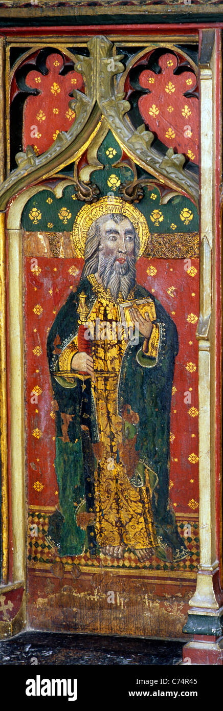 Cawston, Norfolk, jubé. Avec saint Paul, épée médiévale anglaise panneau peint peintures peinture écrans décoratifs England UK Banque D'Images