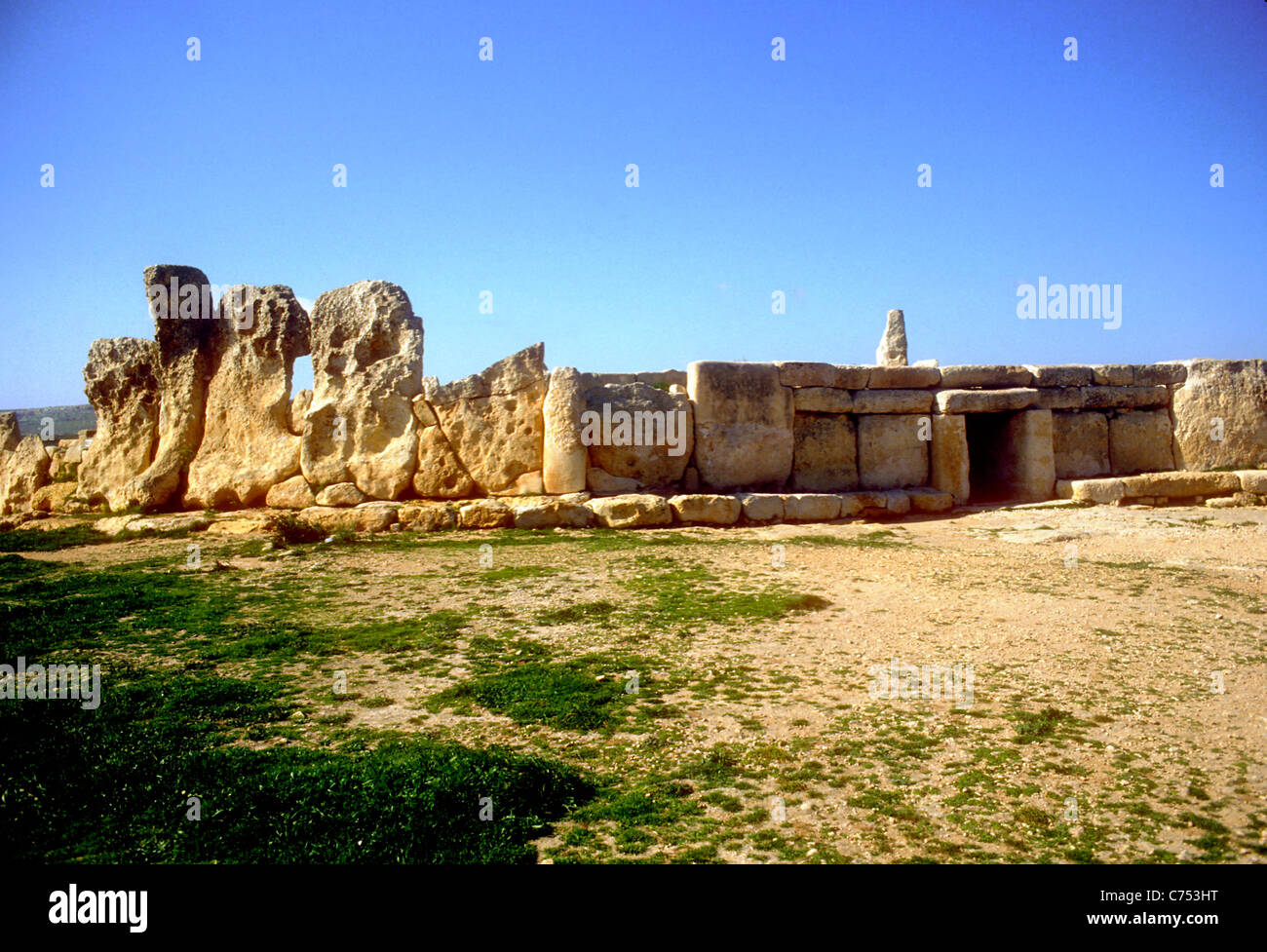 Hagar Qm, temple néolithique, Malte Banque D'Images