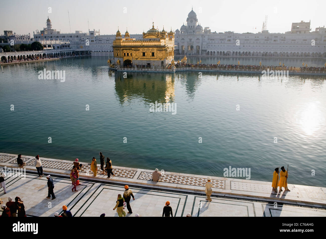 Vue aérienne de l'Golden Temple sikh à Amritsar, Inde, Etat du Punjab Banque D'Images