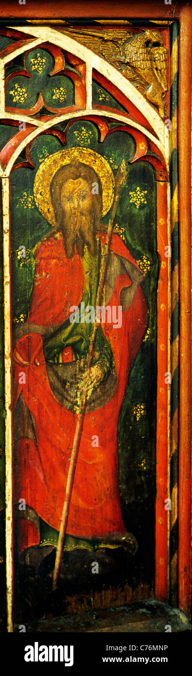 Castle Acre, Norfolk. Jubé, Saint Thomas, tenant une lance English écrans médiévale peintures Peinture Panneaux Panneau peint Banque D'Images