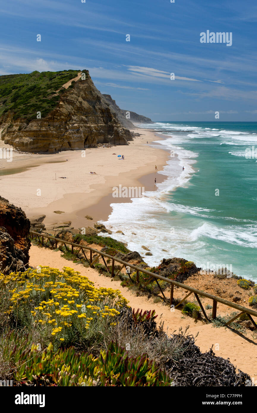 Au Portugal, la costa da Prata, Sao Juliao plage près de Ericeira Banque D'Images