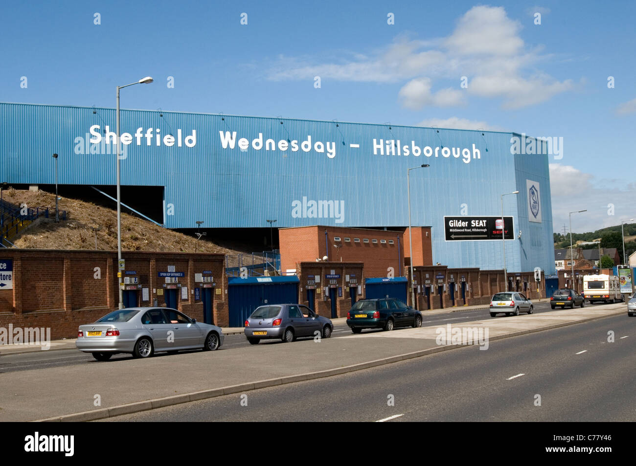 Hillsborough sheffield wednesday football club motifs au sol les stades Stade de soccer clubs club catastrophe tourniquets tour Banque D'Images