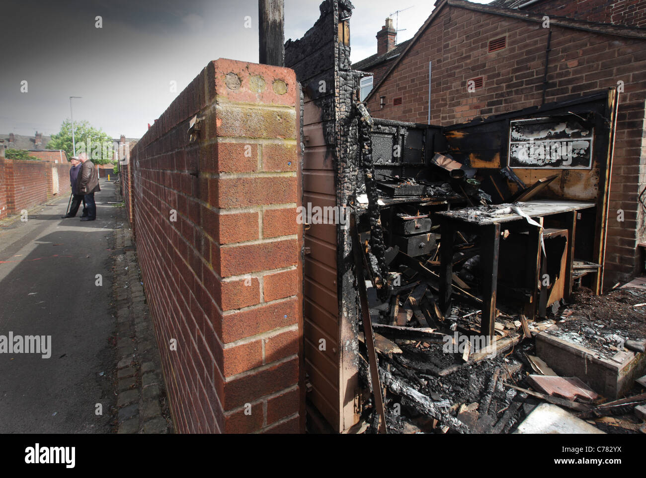 Une maison à Middleport Stoke après un incendie Banque D'Images
