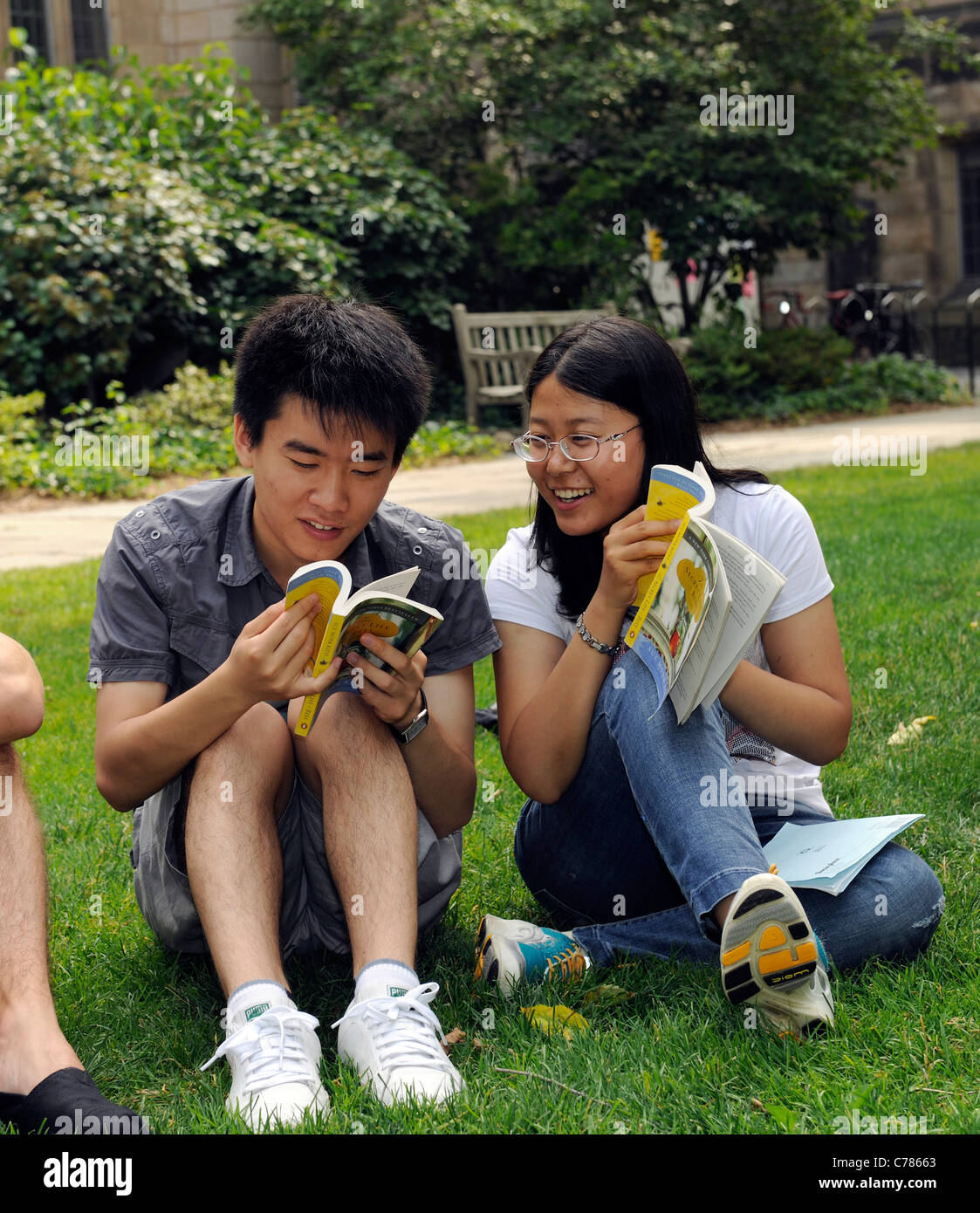 Les étudiants chinois qui étudient à l'Institut de langue anglaise à l'université de Yale d'été. Banque D'Images