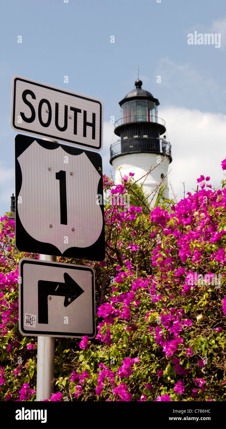 Le vieux phare de Key West en Floride à la fin de l'US Highway 1, la route la plus longue aux Etats-Unis Banque D'Images